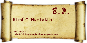 Biró Marietta névjegykártya